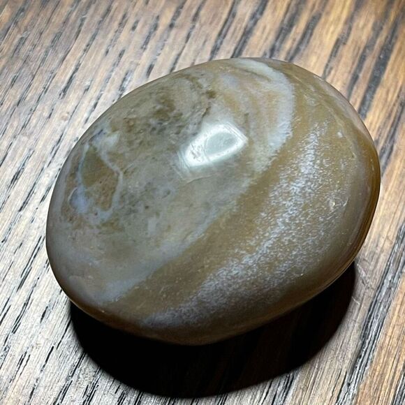 Ocean Jasper palm stone crystal natural green white dots yellow brown agate agat - Picture 5 of 10